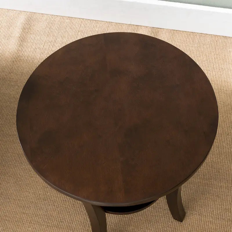Round Side Table with Shelf