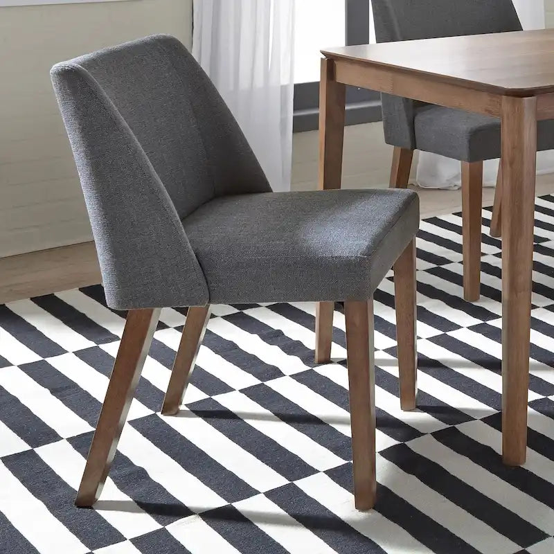 Dining Chairs Set Walnut and Linen Upholstery 2 Piece - Various Colors