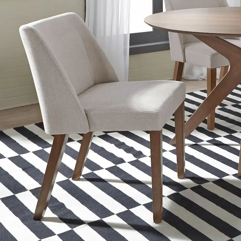Dining Chairs Set Walnut and Linen Upholstery 2 Piece - Various Colors