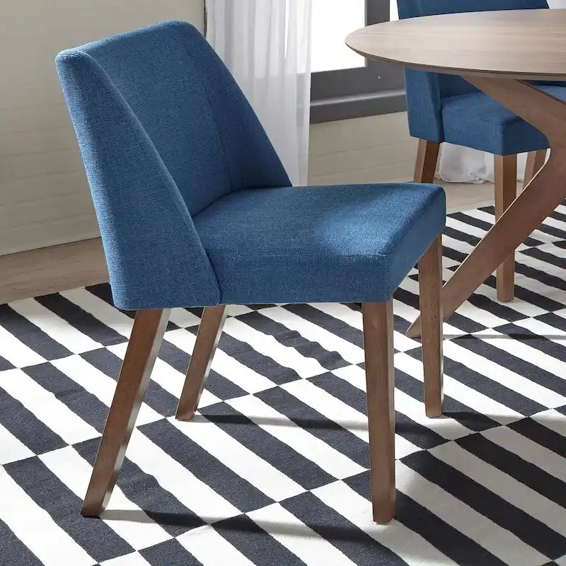Dining Chairs Set Walnut and Linen Upholstery 2 Piece - Various Colors