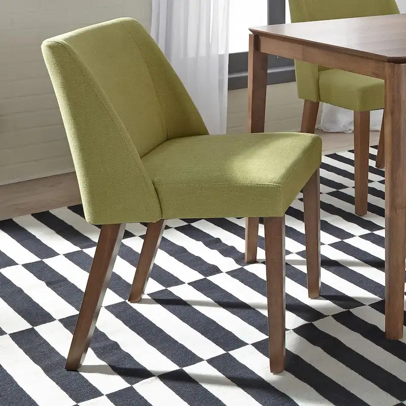 Dining Chairs Set Walnut and Linen Upholstery 2 Piece - Various Colors