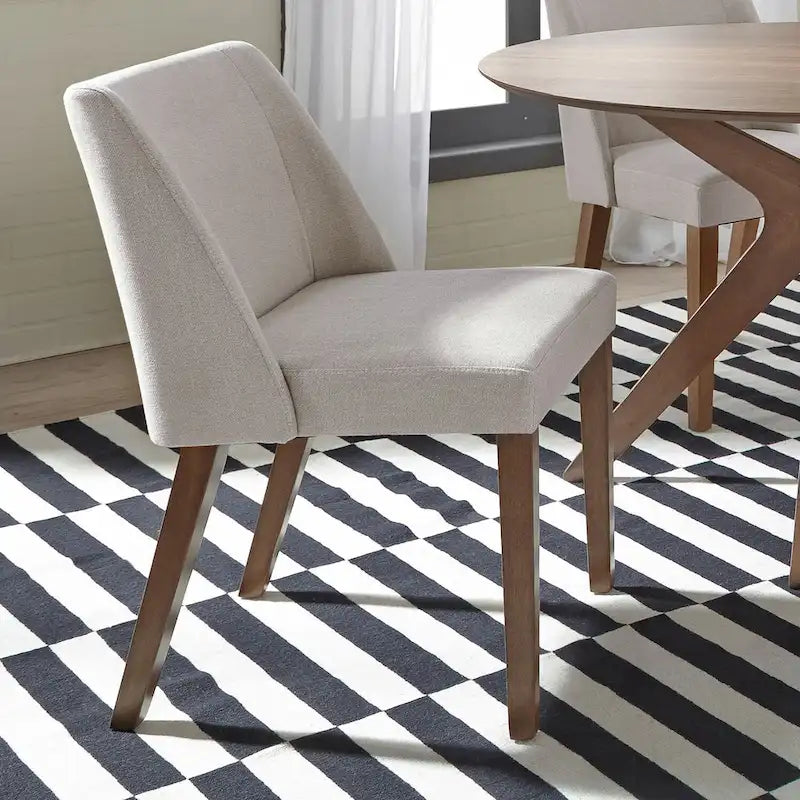 Dining Chairs Set Walnut and Linen Upholstery 2 Piece - Various Colors