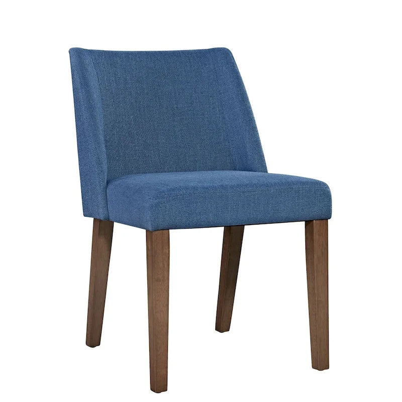 Dining Chairs Set Walnut and Linen Upholstery 2 Piece - Various Colors