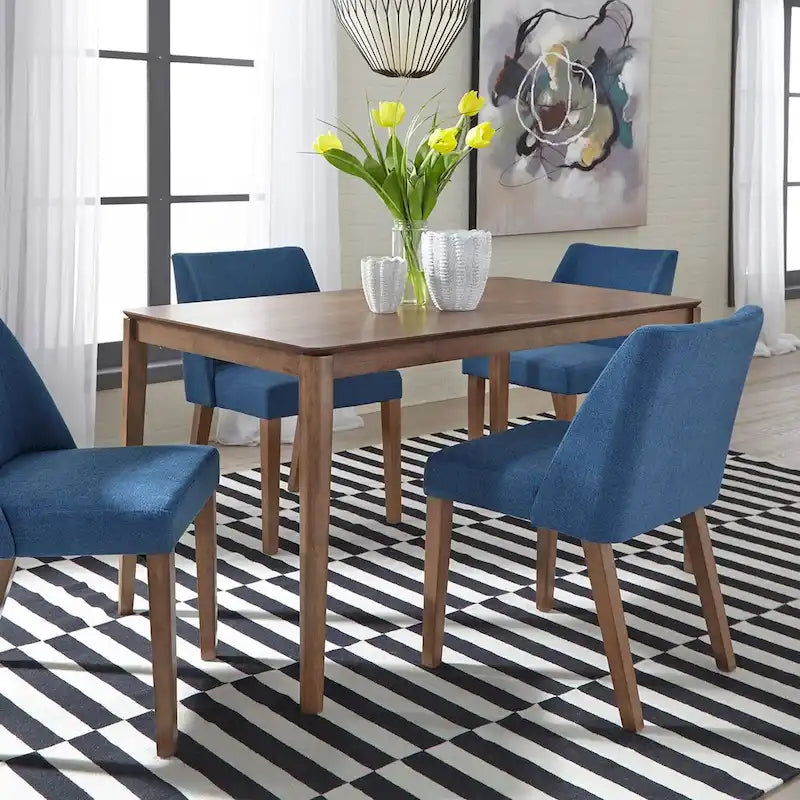 Dining Chairs Set Walnut and Linen Upholstery 2 Piece - Various Colors