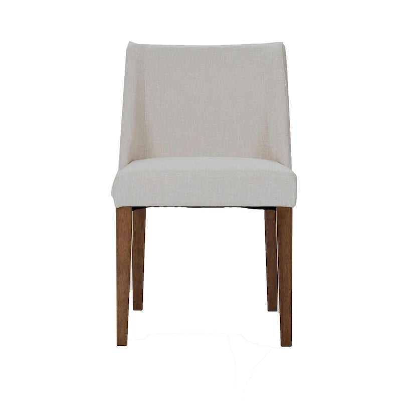 Dining Chairs Set Walnut and Linen Upholstery 2 Piece - Various Colors