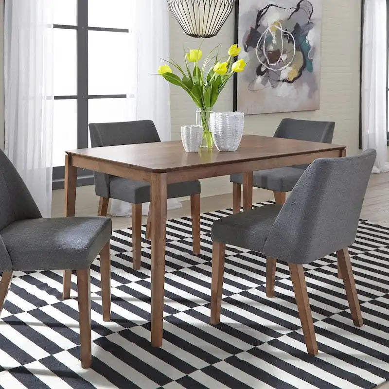 Dining Chairs Set Walnut and Linen Upholstery 2 Piece - Various Colors