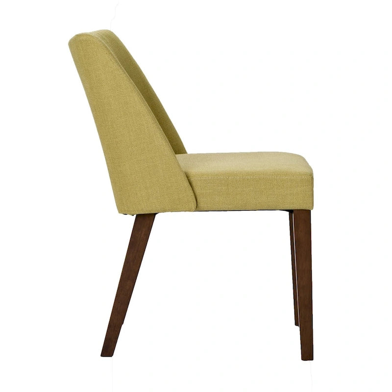 Dining Chairs Set Walnut and Linen Upholstery 2 Piece - Various Colors
