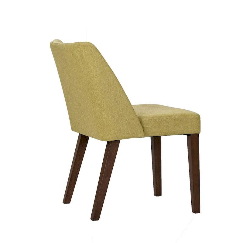 Dining Chairs Set Walnut and Linen Upholstery 2 Piece - Various Colors