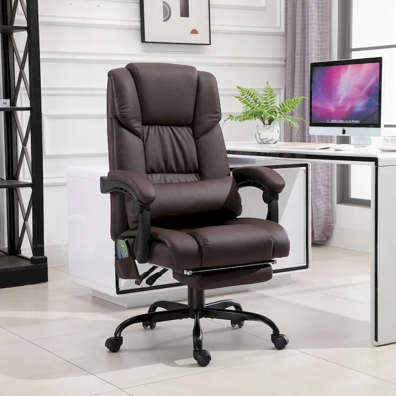 Office Desk Chair Recliner, Height Adjustable Movable Lumbar Support with 6-Point Vibrating Massage