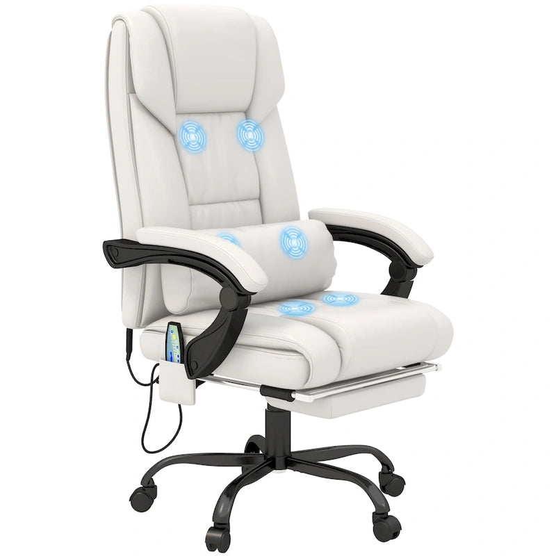 Office Desk Chair Recliner, Height Adjustable Movable Lumbar Support with 6-Point Vibrating Massage