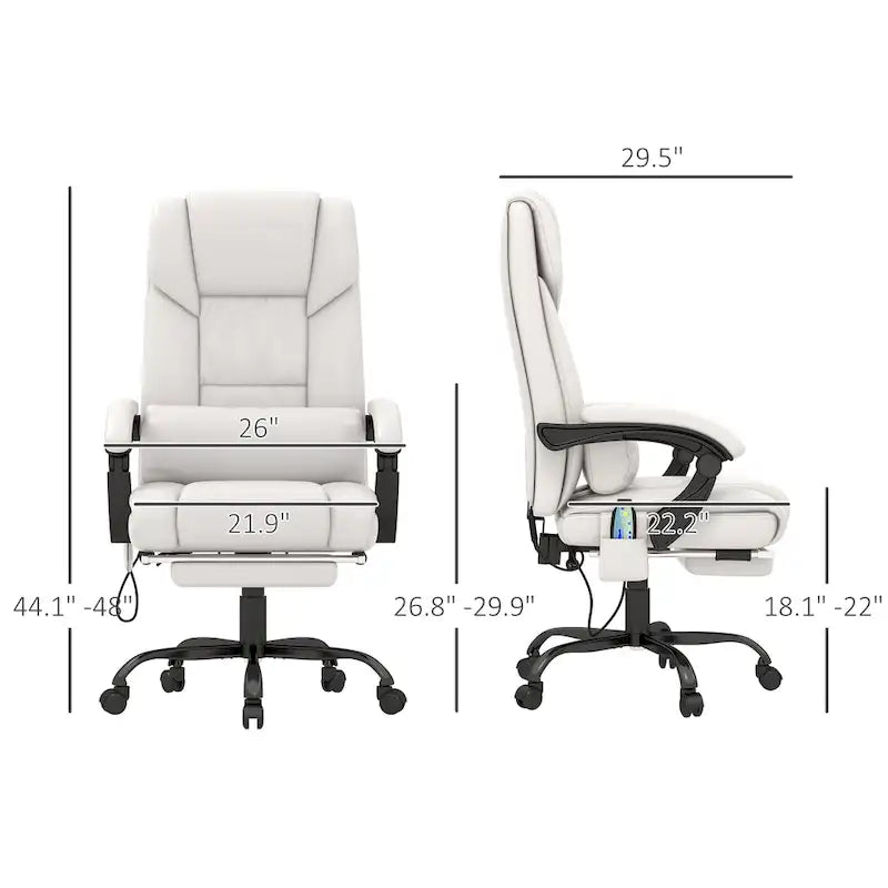Office Desk Chair Recliner, Height Adjustable Movable Lumbar Support with 6-Point Vibrating Massage