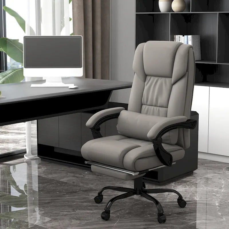 Office Desk Chair Recliner, Height Adjustable Movable Lumbar Support with 6-Point Vibrating Massage