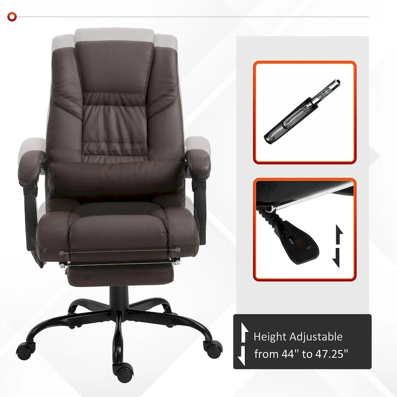Office Desk Chair Recliner, Height Adjustable Movable Lumbar Support with 6-Point Vibrating Massage