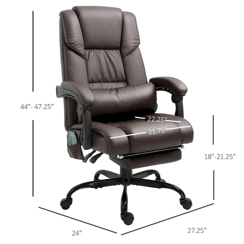 Office Desk Chair Recliner, Height Adjustable Movable Lumbar Support with 6-Point Vibrating Massage