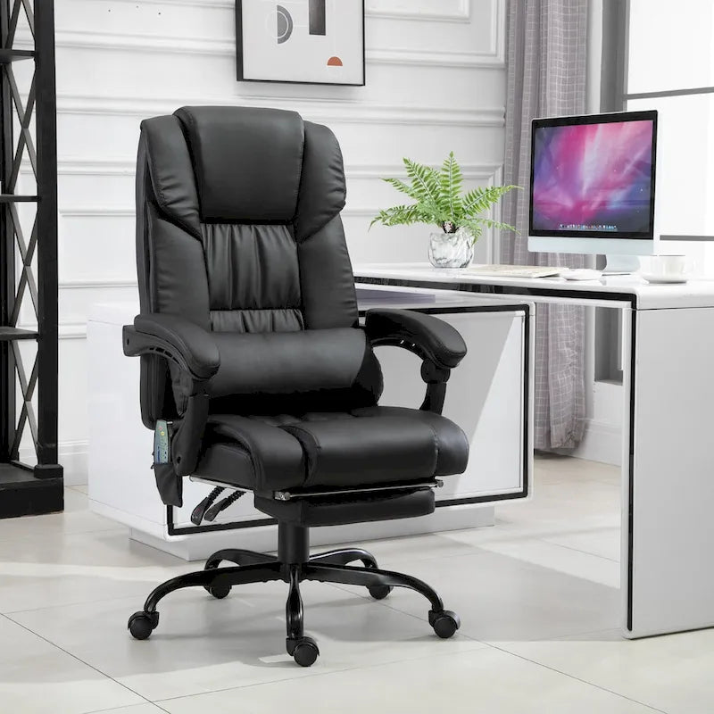 Office Desk Chair Recliner, Height Adjustable Movable Lumbar Support with 6-Point Vibrating Massage