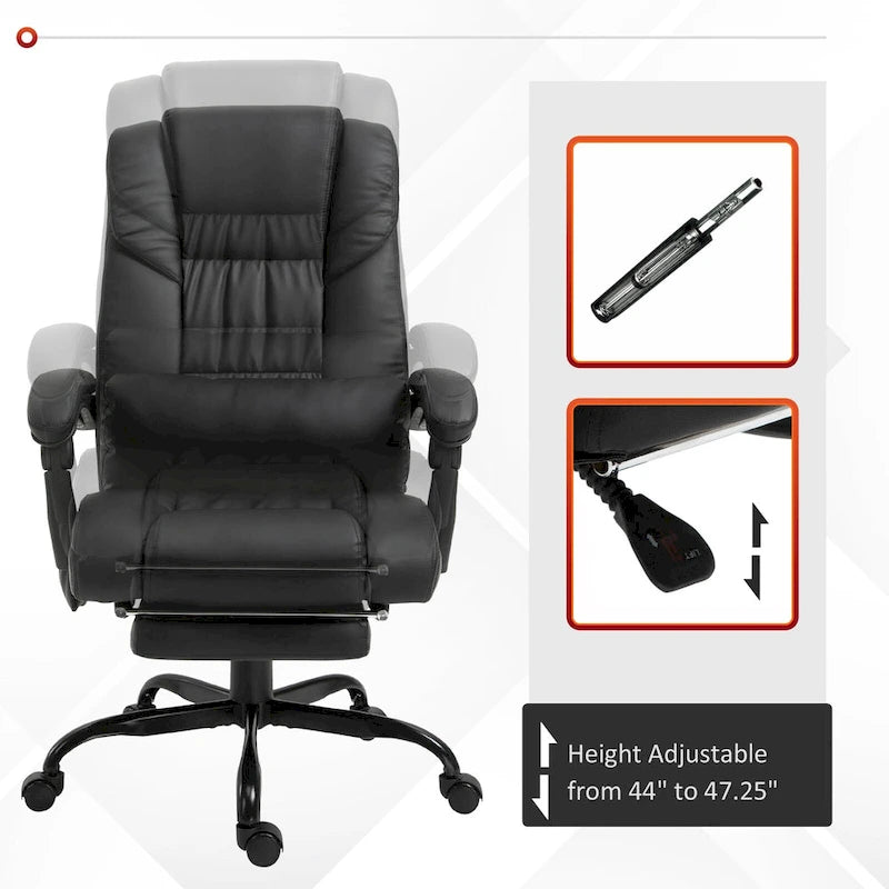 Office Desk Chair Recliner, Height Adjustable Movable Lumbar Support with 6-Point Vibrating Massage