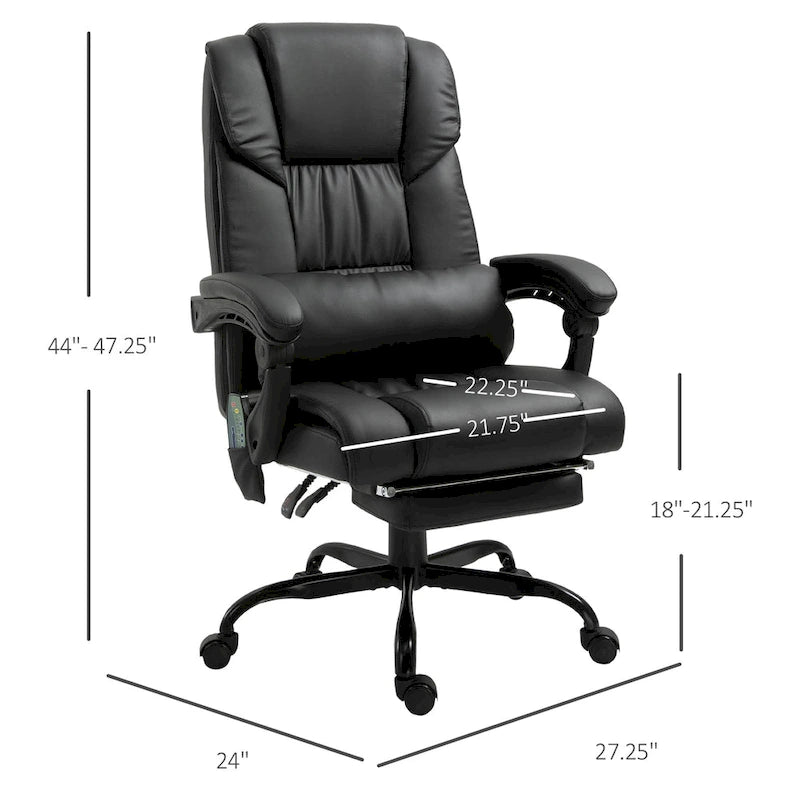 Office Desk Chair Recliner, Height Adjustable Movable Lumbar Support with 6-Point Vibrating Massage