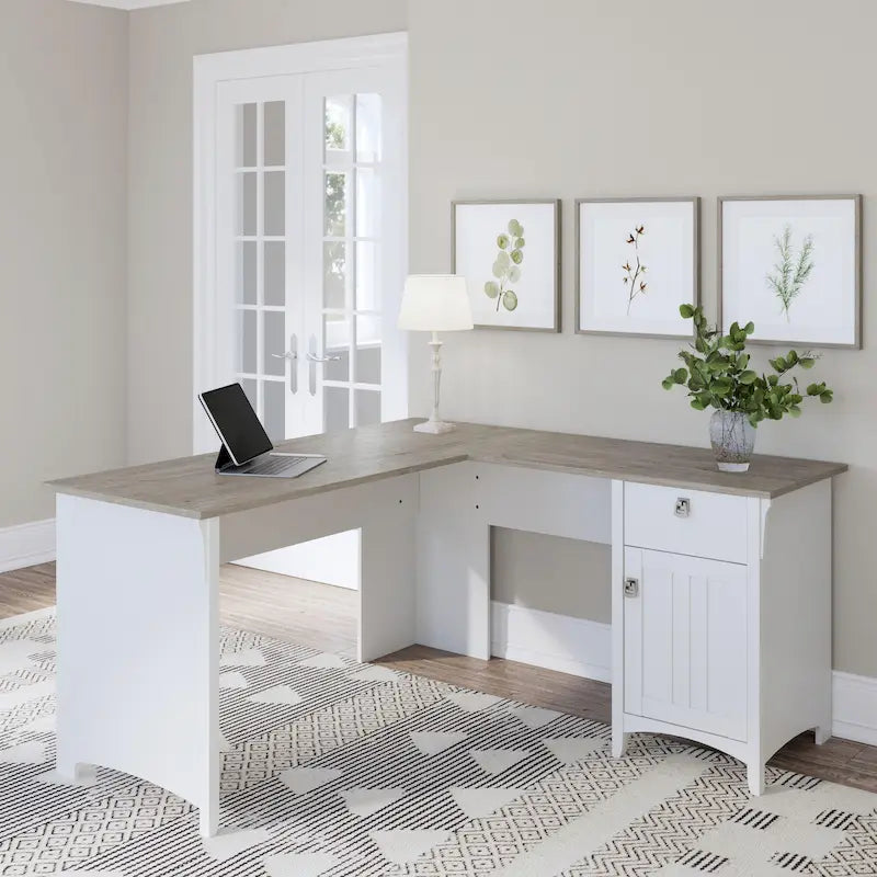 60W L Shaped Desk with Drawers and Storage