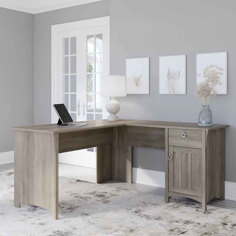 60W L Shaped Desk with Drawers and Storage