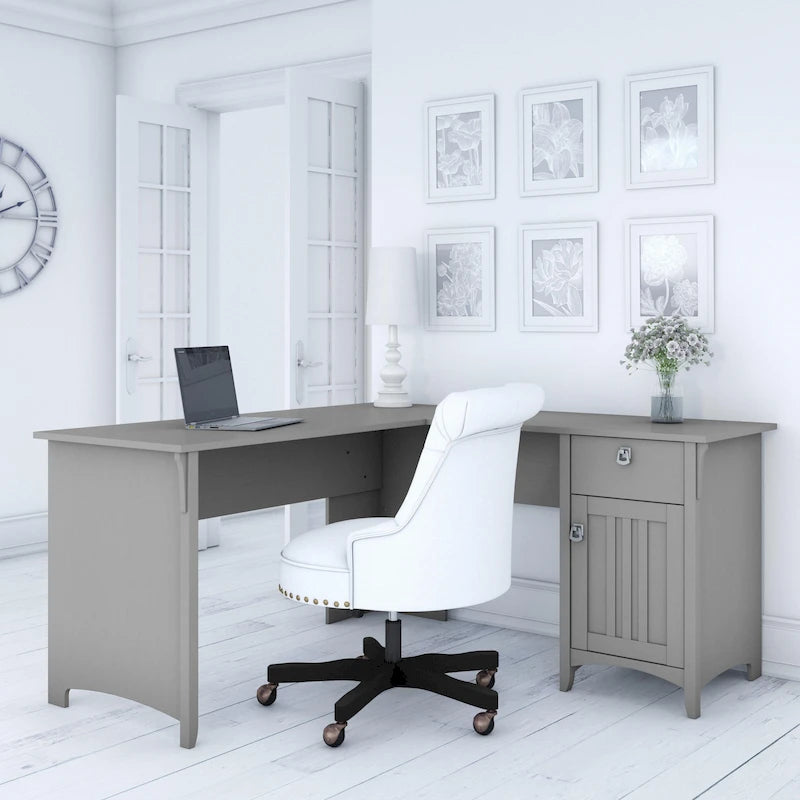60W L Shaped Desk with Drawers and Storage