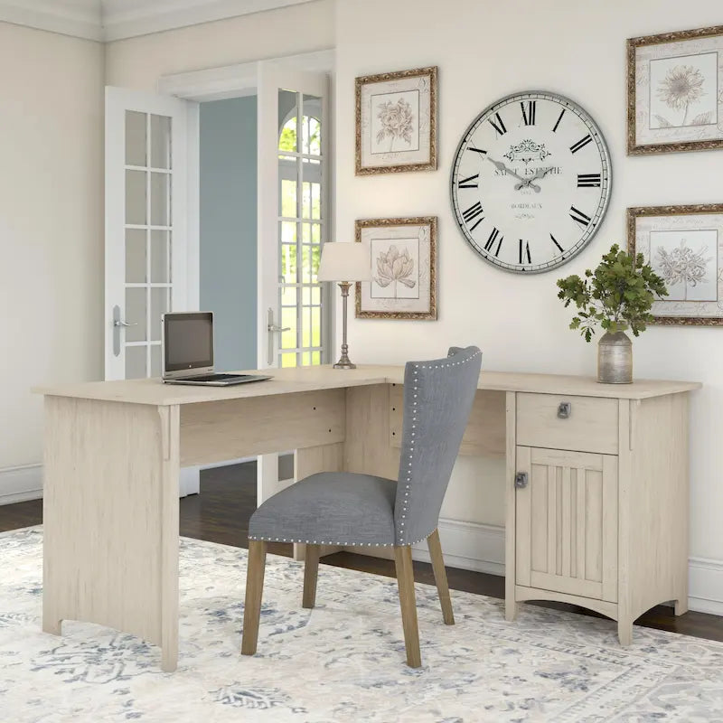 60W L Shaped Desk with Drawers and Storage