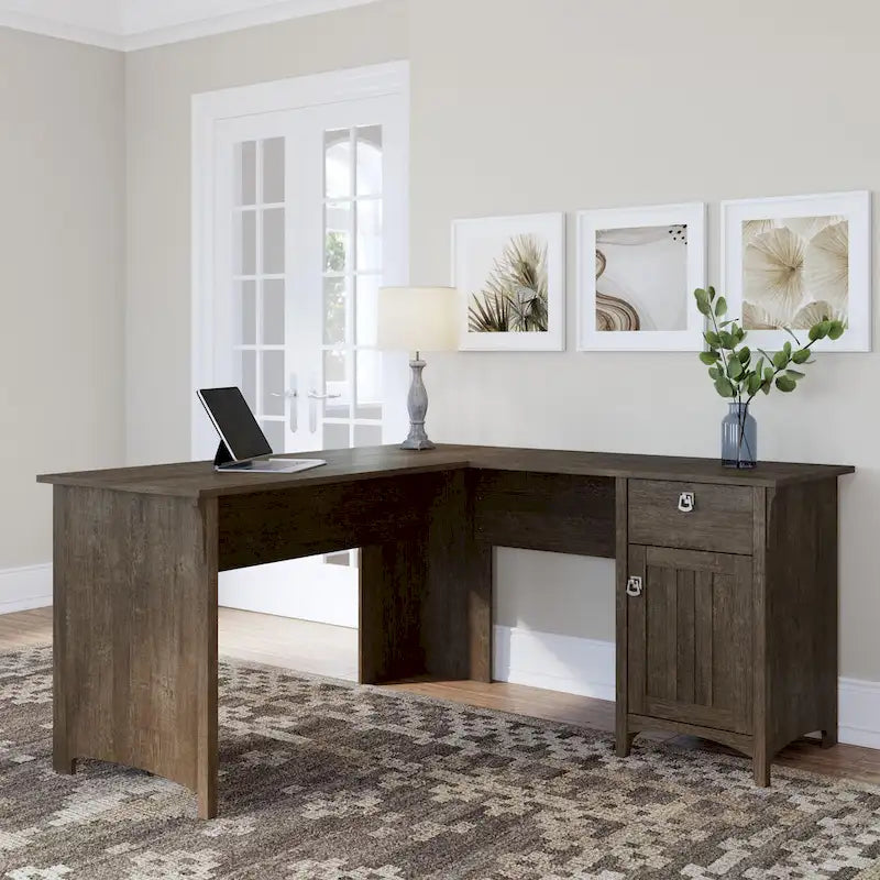 Bush Furniture Salinas 60W L Shaped Desk with Drawers and Storage