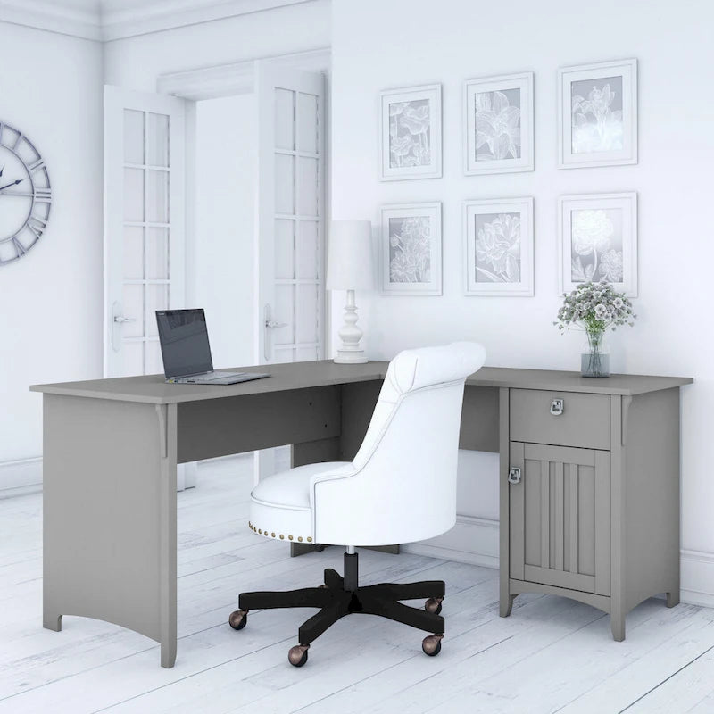 60W L Shaped Desk with Drawers and Storage
