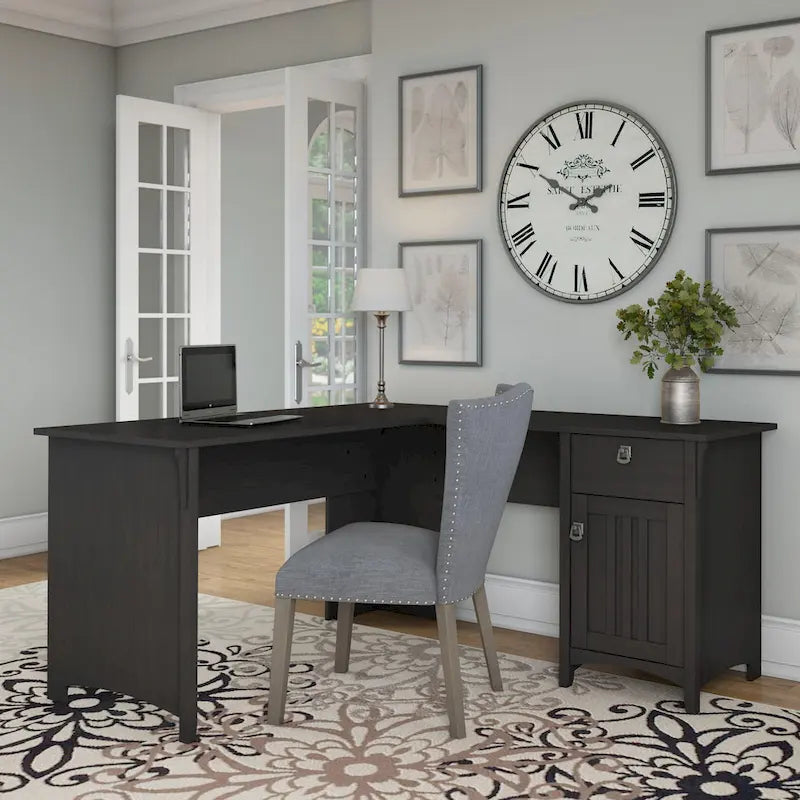 60W L Shaped Desk with Drawers and Storage
