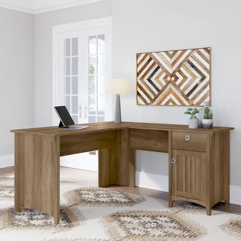 60W L Shaped Desk with Drawers and Storage