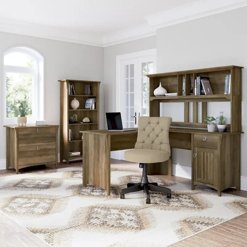 60W L Shaped Desk with Drawers and Storage