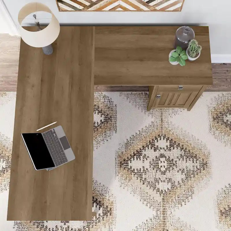 60W L Shaped Desk with Drawers and Storage