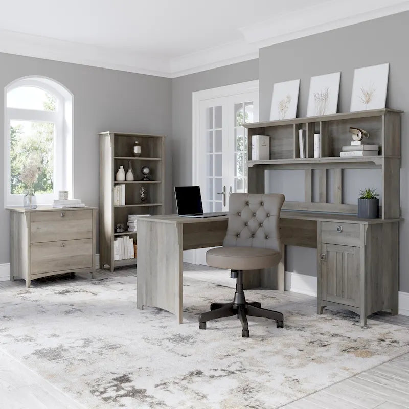 60W L Shaped Desk with Drawers and Storage