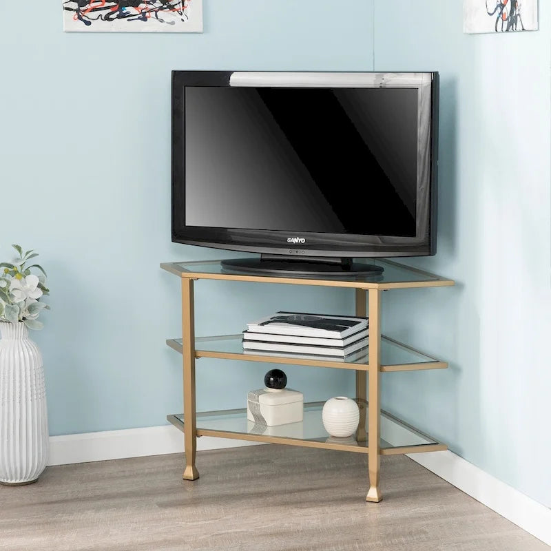 Metal Corner Media TV Stand for TV's up to 33.25