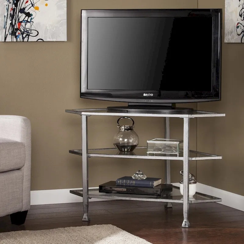 Metal Corner Media TV Stand for TV's up to 33.25