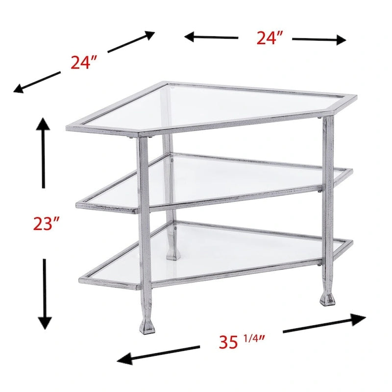 Metal Corner Media TV Stand for TV's up to 33.25