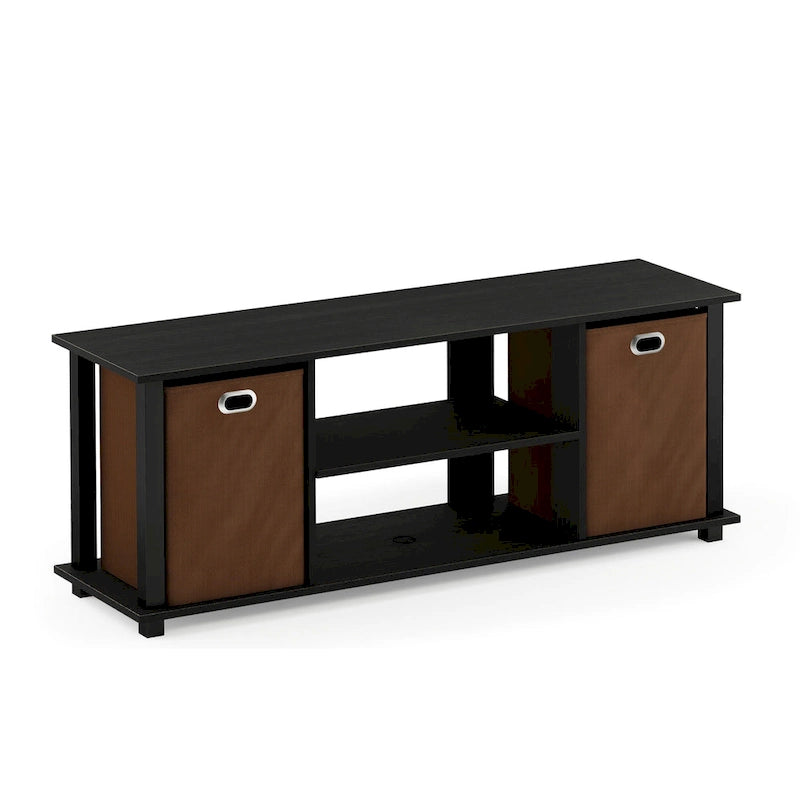 Black MDF Entertainment Center with Storage Bins