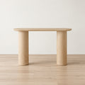 Contemporary Oak-Finished Sofa Table with Sturdy Column Base by