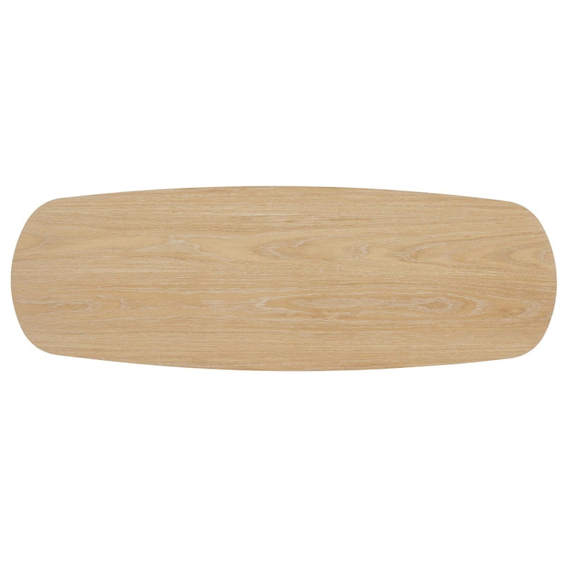 Contemporary Oak-Finished Sofa Table with Sturdy Column Base by