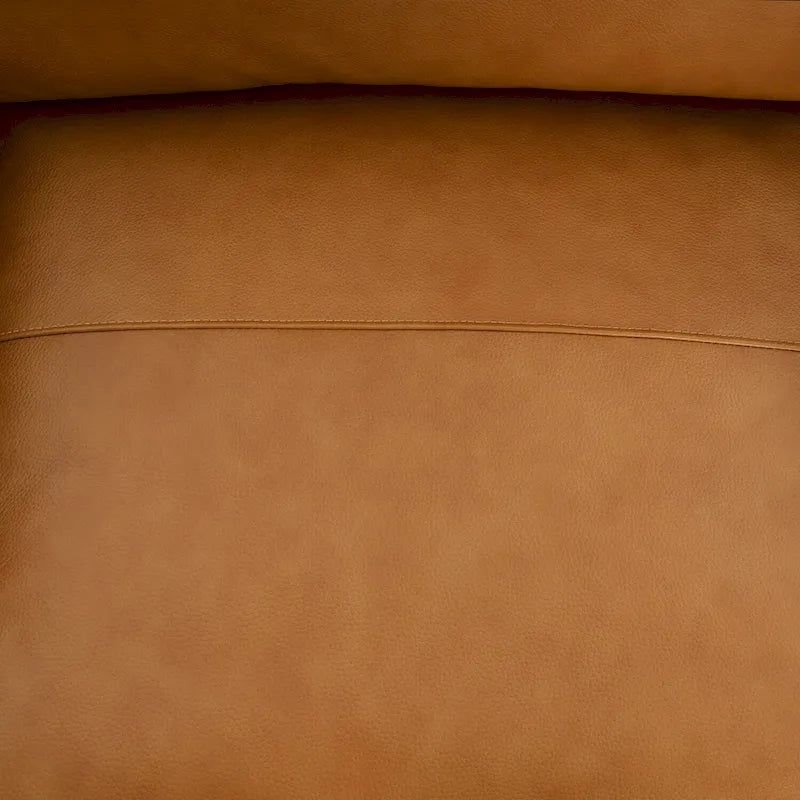 Genuine Leather Accent Chair - Luxurious Comfort Goose Feather Cushion Filling Square Arm Design Sturdy Block Legs