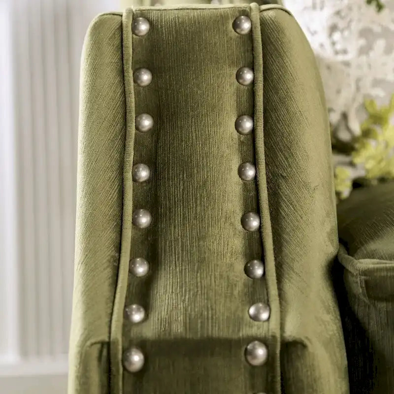 Transitional Green Solid Wood Padded Loveseat by