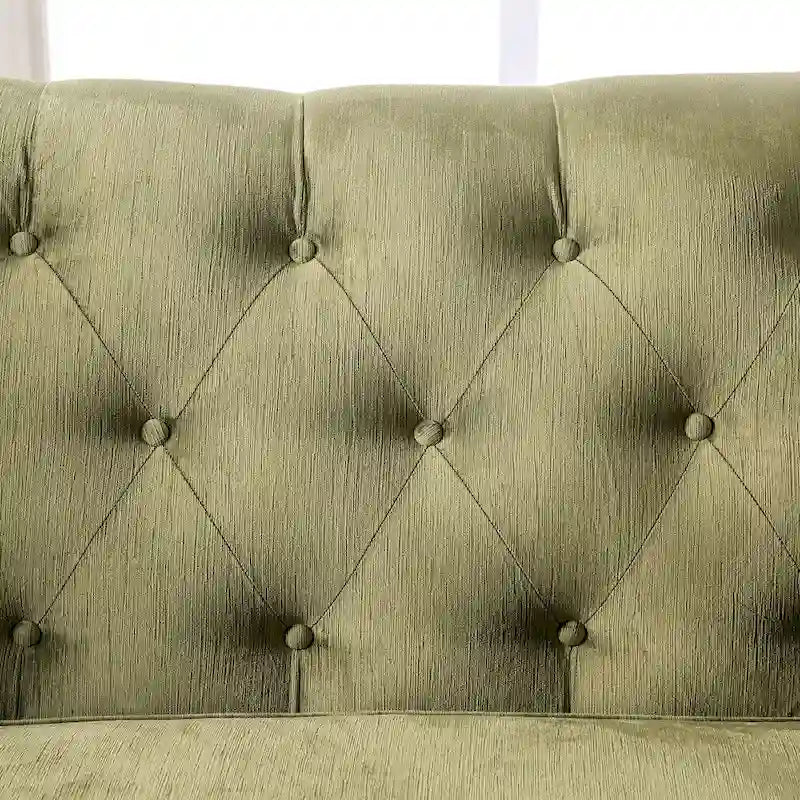 Transitional Green Solid Wood Padded Loveseat by