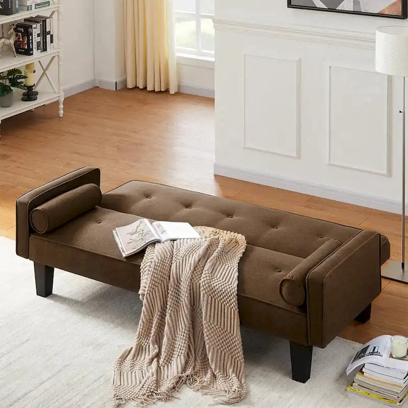 Living room sofa convertible into sofa bed includes two pillows