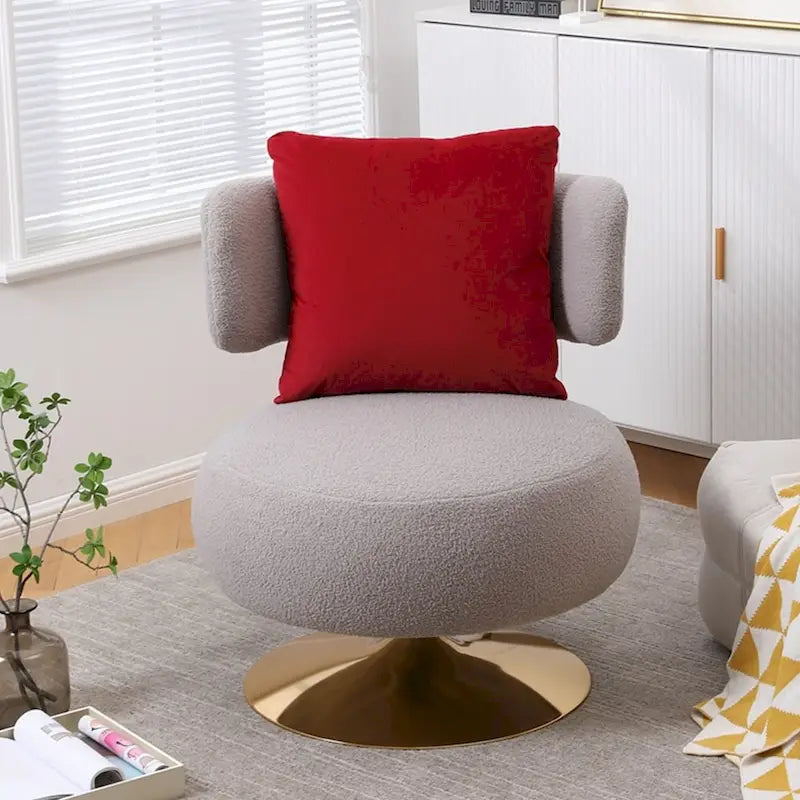 Fabric Swivel Round Barrel Chair
