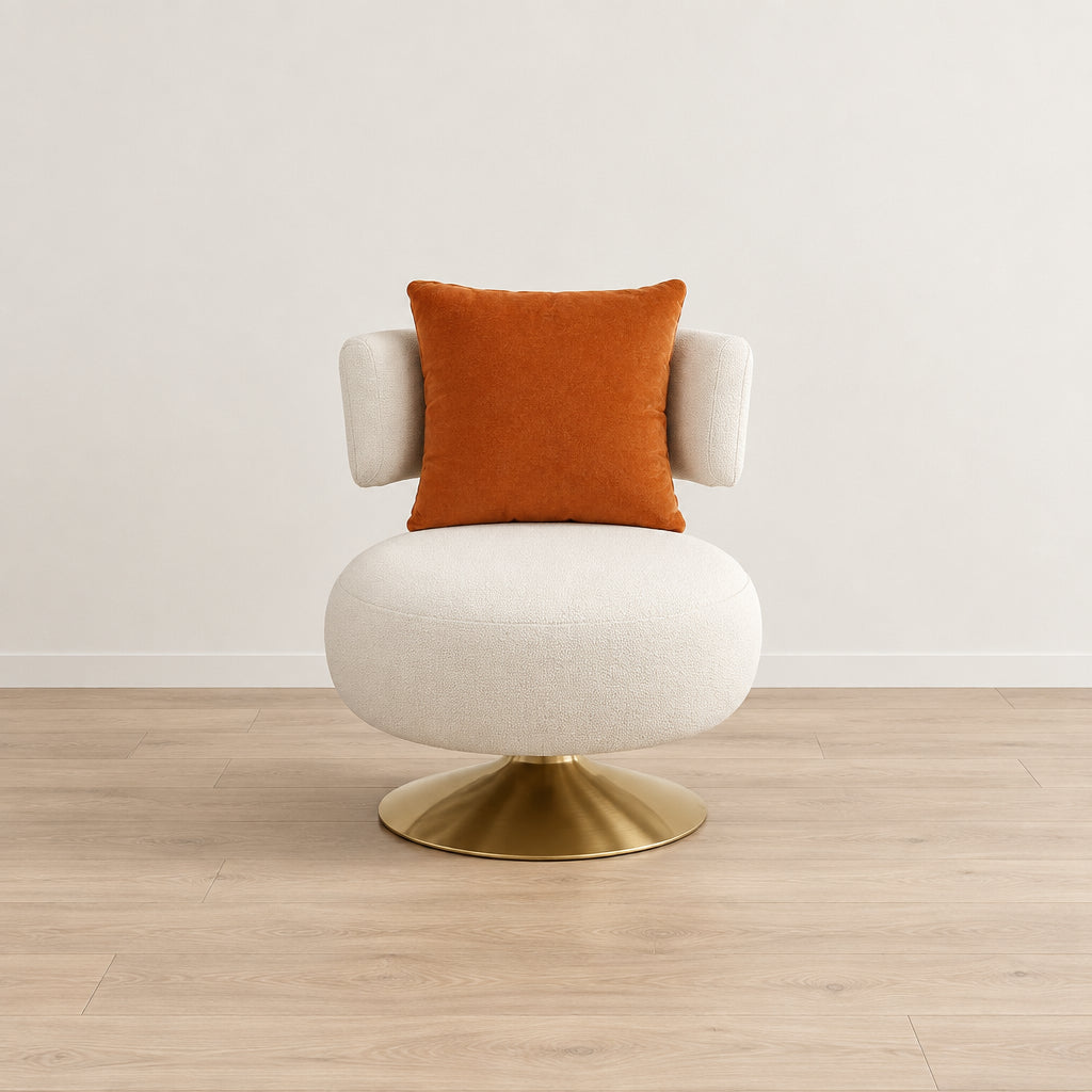 Fabric Swivel Round Barrel Chair