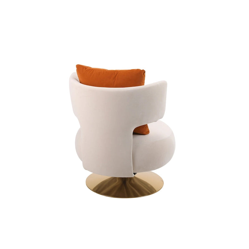 Fabric Swivel Round Barrel Chair