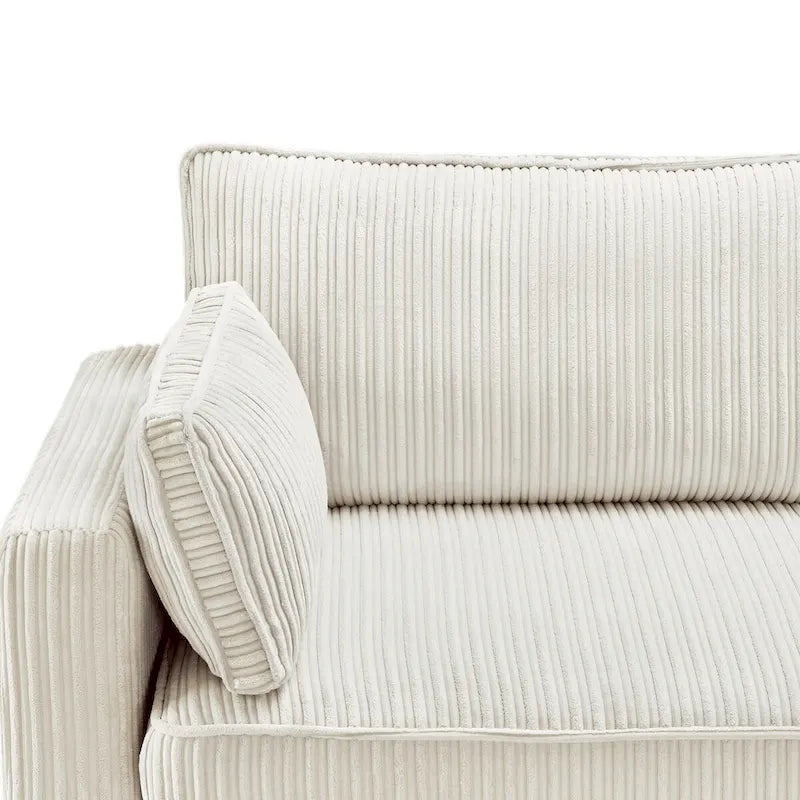 81 Modern Corduroy 3 Seater Sofa, Polyester Rectangle Upholstered Sofa with Wood Base for Living Room