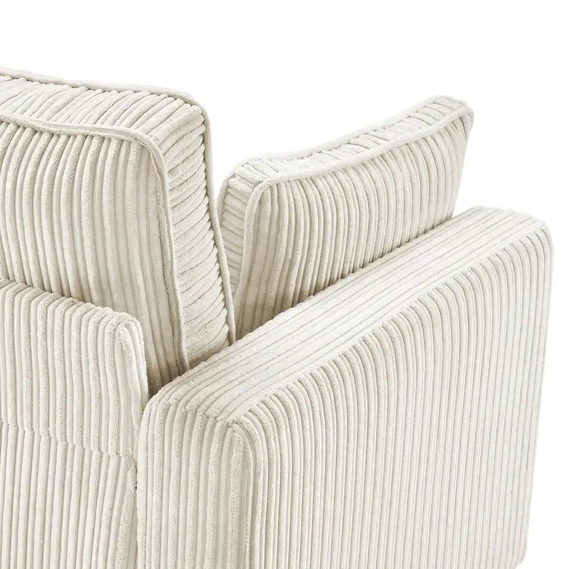 81 Modern Corduroy 3 Seater Sofa, Polyester Rectangle Upholstered Sofa with Wood Base for Living Room