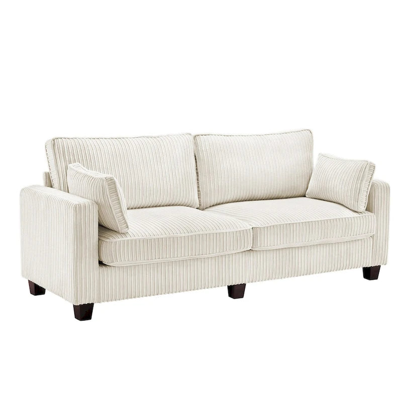 81 Modern Corduroy 3 Seater Sofa, Polyester Rectangle Upholstered Sofa with Wood Base for Living Room