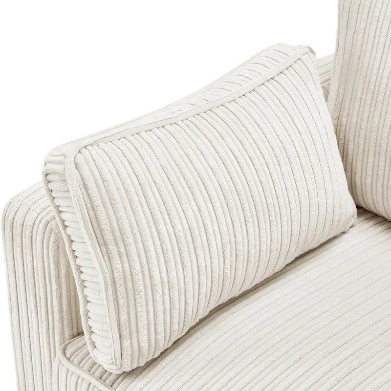 81 Modern Corduroy 3 Seater Sofa, Polyester Rectangle Upholstered Sofa with Wood Base for Living Room