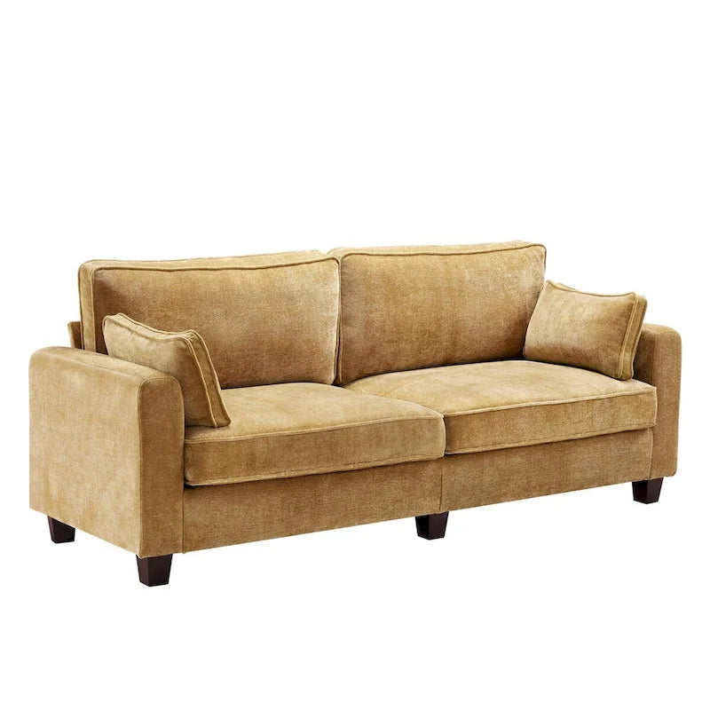 81 Modern Corduroy 3 Seater Sofa, Polyester Rectangle Upholstered Sofa with Wood Base for Living Room